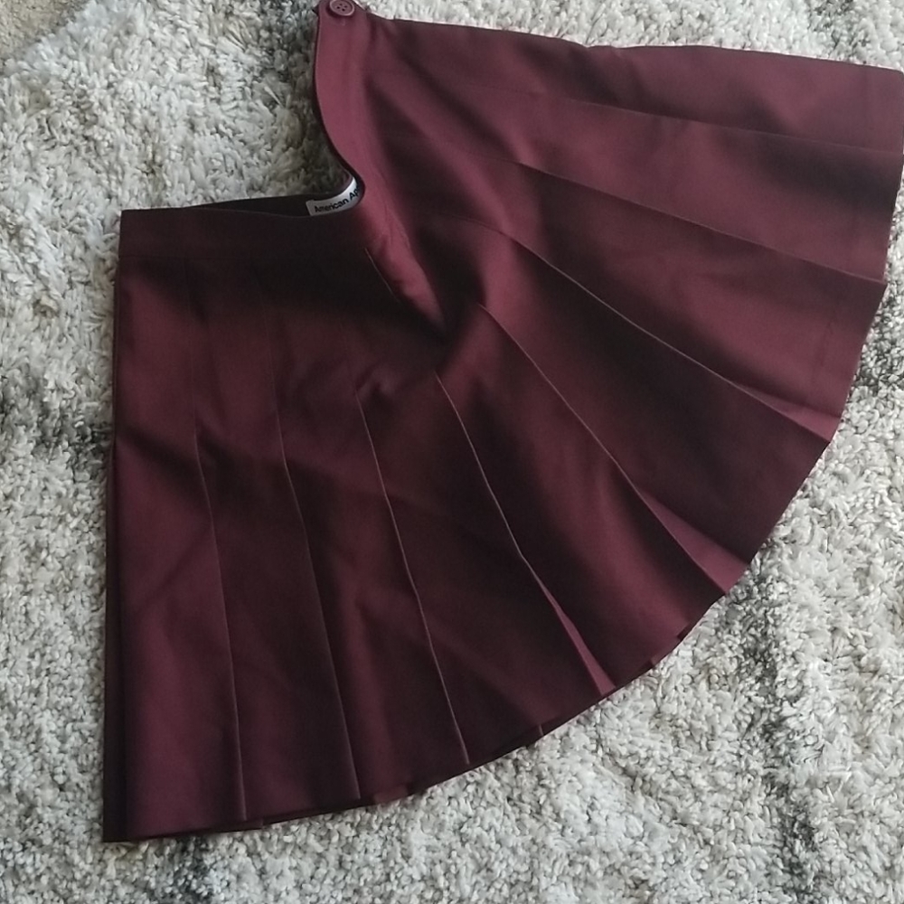 American Apparel Tennis Maroon Pleated Mini Skirt